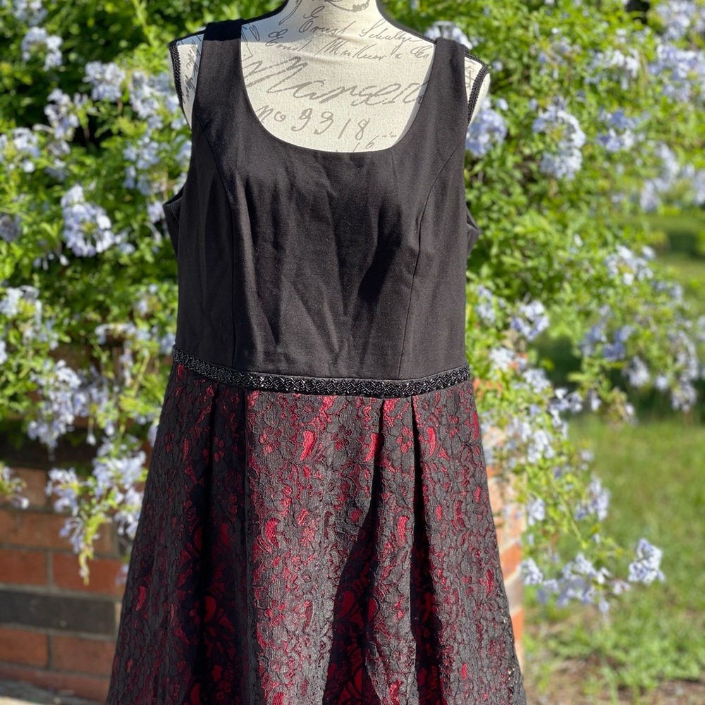 Luxe by Carmen March Valvo Black Red Lace size 16